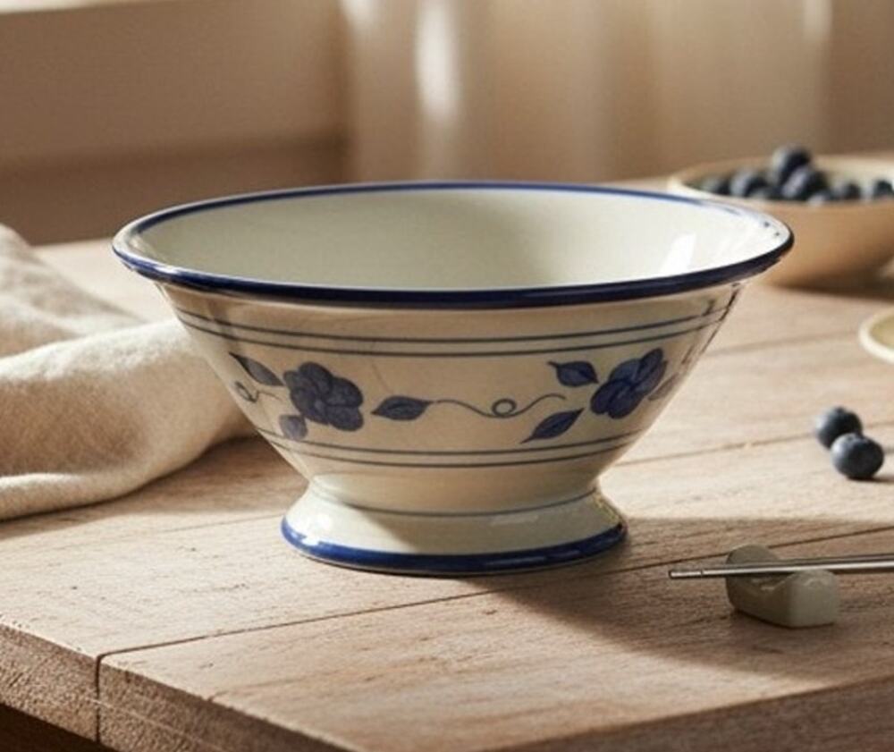 Handmade Strawtown Pottery Indiana Gray Blue Stoneware Serving Bowl 6.5" x 3"